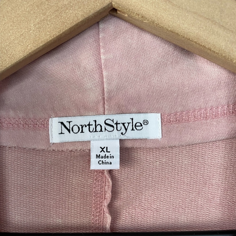 NorthStyle dusty pink stone wash open front knit sleeves moto style jacket XL - Picture 5 of 9
